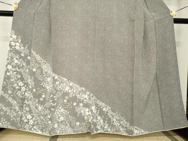 平和屋着物●訪問着　辻が花　舞花文　黒地　正絹　逸品　AABI0821ck