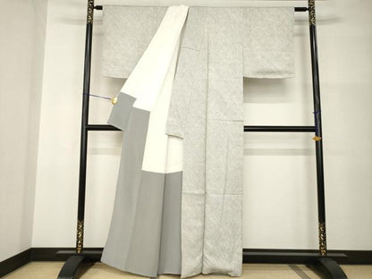 平和屋着物●大変加工の良い総絞り小紋　正絹　逸品　AABI0822ck