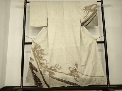 平和屋着物●訪問着　総絞り　刺繍　流水花文　やまと誂製　正絹　逸品　未使用　AABI0824ck