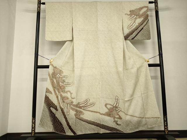 平和屋着物●訪問着　総絞り　刺繍　流水花文　やまと誂製　正絹　逸品　未使用　AABI0824ck