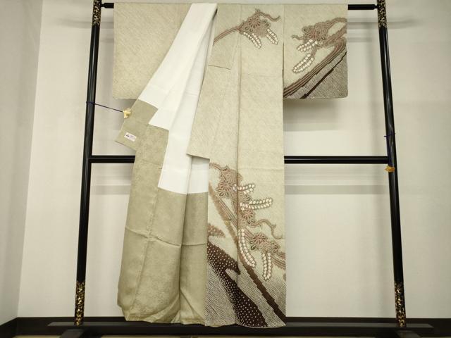 平和屋着物●訪問着　総絞り　刺繍　流水花文　やまと誂製　正絹　逸品　未使用　AABI0824ck