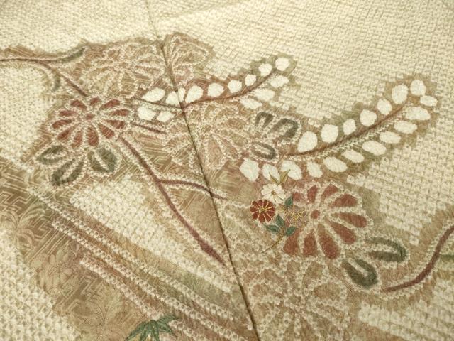 平和屋着物●訪問着　総絞り　刺繍　流水花文　やまと誂製　正絹　逸品　未使用　AABI0824ck