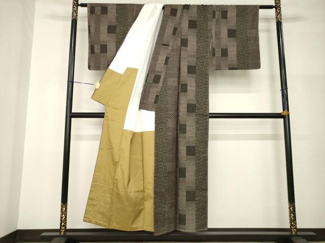 平和屋着物●本場大島紬　間道　一元7マルキ　正絹　逸品　未使用　AABI0825ck
