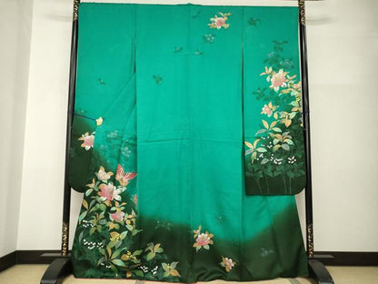 平和屋着物●豪華振袖　花蝶文　正絹　逸品　AABI0827ck