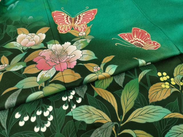 平和屋着物●豪華振袖　花蝶文　正絹　逸品　AABI0827ck