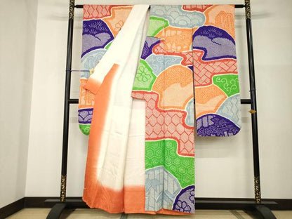 平和屋着物●豪華振袖　総絞り　吉祥文　正絹　逸品　AABI0828ck