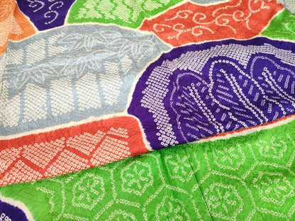 平和屋着物●豪華振袖　総絞り　吉祥文　正絹　逸品　AABI0828ck