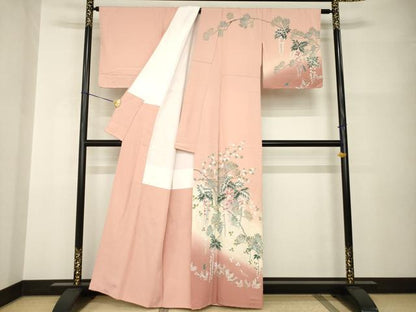 平和屋着物●訪問着　枝垂れ花文　松　暈し染め　正絹　逸品　AABI0830ck
