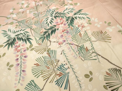 平和屋着物●訪問着　枝垂れ花文　松　暈し染め　正絹　逸品　AABI0830ck
