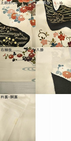 平和屋着物●訪問着　友禅　絞り　鴛鴦流水文　正絹　逸品　AABI0831ck