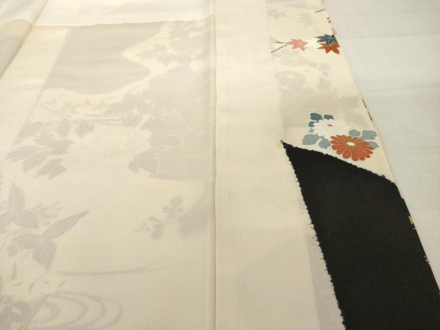 平和屋着物●訪問着　友禅　絞り　鴛鴦流水文　正絹　逸品　AABI0831ck
