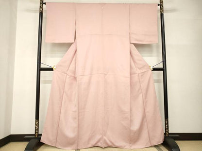 平和屋着物●上質な色無地　水柿色　正絹　逸品　AABI0832ck