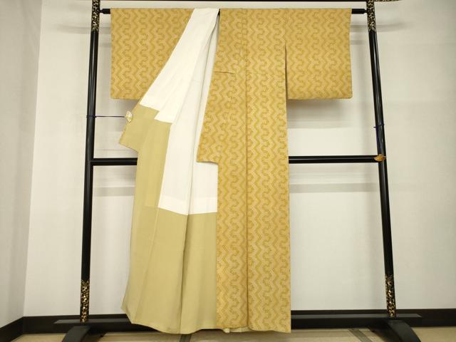 平和屋着物●上質な小紋　幾何学文　正絹　逸品　AABI0833ck
