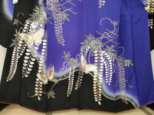 平和屋着物●豪華振袖　駒刺繍　花蝶文　暈し染め　金銀彩　そごう扱い　正絹　逸品　AABI0835ck