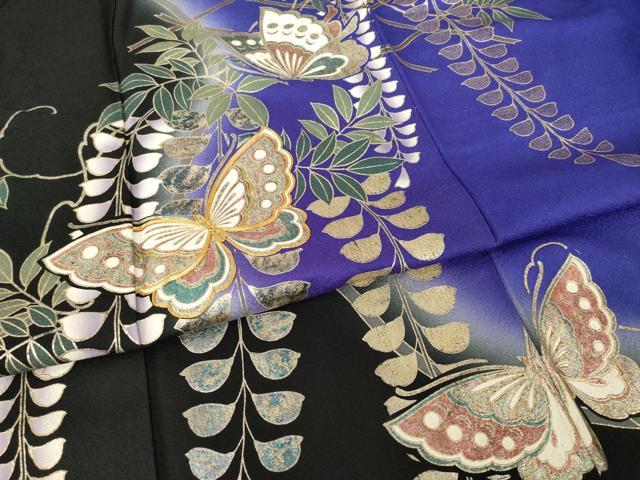 平和屋着物●豪華振袖　駒刺繍　花蝶文　暈し染め　金銀彩　そごう扱い　正絹　逸品　AABI0835ck
