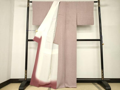 平和屋着物●伝統工芸師　服部光擴　江戸小紋　よろけ竹万筋　正絹　逸品　AABI0836ck