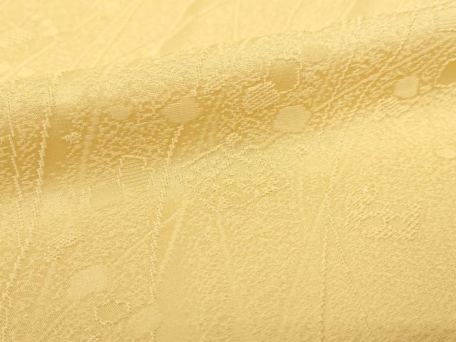 平和屋着物●上質な色無地　箔散らし花地紋　玉蜀黍色　正絹　逸品　AABI0837ck