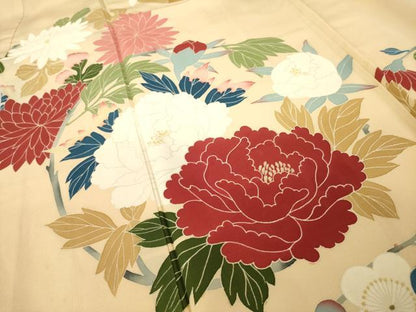 平和屋着物●豪華振袖　友禅　花丸文　正絹　逸品　AABI0838ck