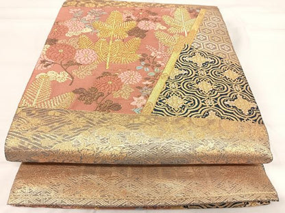 平和屋着物◎佐賀錦　太鼓柄袋帯　唐織　吉祥花文　金銀糸　正絹　逸品　AABI0849yx