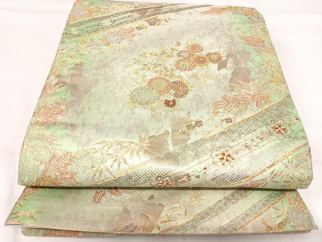 平和屋着物◎六通柄袋帯　草花文　金銀糸　正絹　逸品　AABI0856yx