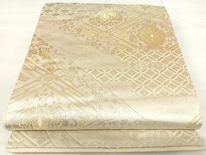 平和屋着物◎六通柄袋帯　花鳥文　金銀糸　正絹　逸品　AABI0857yx