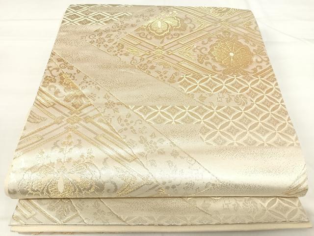 平和屋着物◎六通柄袋帯　花鳥文　金銀糸　正絹　逸品　AABI0857yx