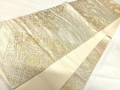 平和屋着物◎六通柄袋帯　花鳥文　金銀糸　正絹　逸品　AABI0857yx