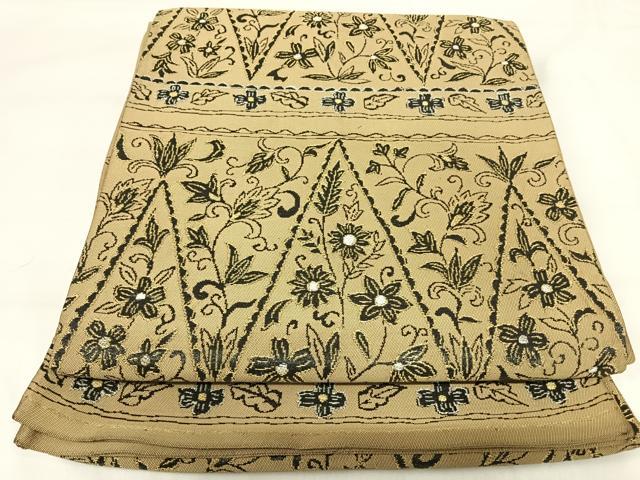 平和屋着物◎六通柄袋帯　草花文　金銀糸　正絹　逸品　AABI0860yx