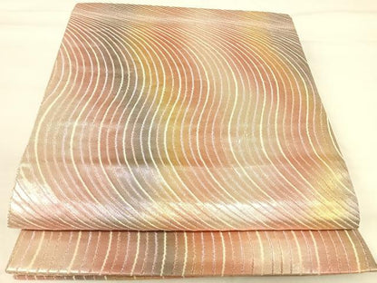 平和屋着物◎六通柄袋帯 よろけ縞 金銀糸 正絹 逸品 AABI0865yx