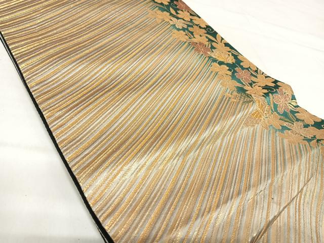 平和屋着物◎六通柄袋帯 花蝶文 金糸 正絹 逸品 AABI0877yx