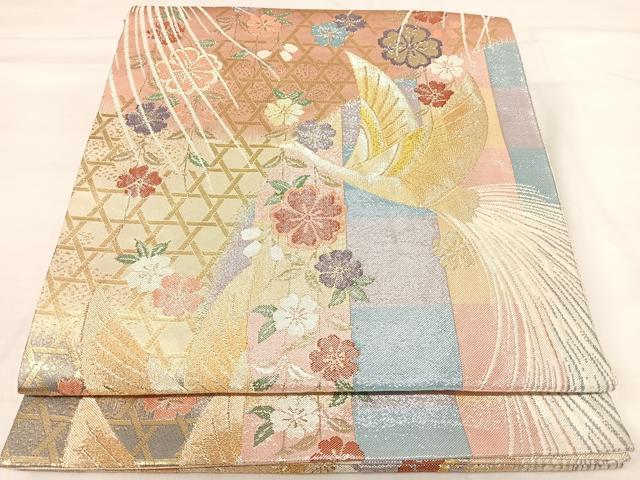 平和屋着物◎佐賀錦 六通柄袋帯 鳳凰花文 金銀糸 正絹
