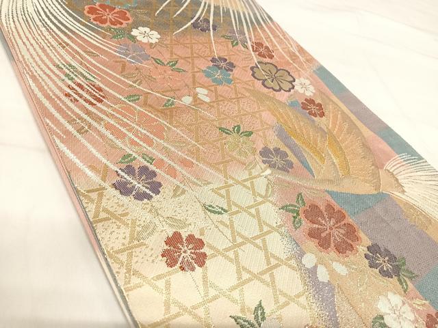 平和屋着物◎佐賀錦　六通柄袋帯　鳳凰花文　金銀糸　正絹　逸品　AABI1036yx 平和屋着物◎佐賀錦 六通柄袋帯 鳳凰花文 金銀糸 正絹 逸品 AABI1036yx
