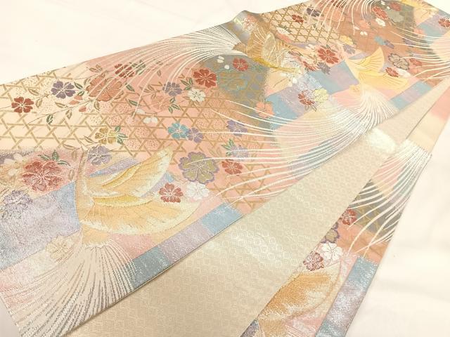平和屋着物◎佐賀錦 六通柄袋帯 鳳凰花文 金銀糸 正絹