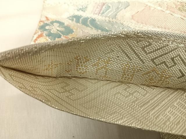 平和屋着物◎本箔佐賀錦 六通柄袋帯 孔雀花文 金銀糸 正絹 逸品 AABI0880yx