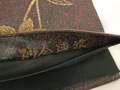 平和屋着物◎太鼓柄袋帯　グラスクラフト　砂金漆箔　正絹　逸品　未使用　AABI0885yx