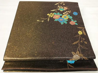 平和屋着物◎太鼓柄袋帯　グラスクラフト　砂金漆箔　正絹　逸品　未使用　AABI0885yx