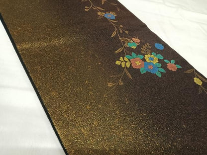 平和屋着物◎太鼓柄袋帯　グラスクラフト　砂金漆箔　正絹　逸品　未使用　AABI0885yx