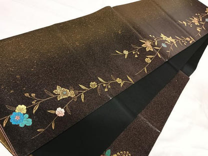 平和屋着物◎太鼓柄袋帯　グラスクラフト　砂金漆箔　正絹　逸品　未使用　AABI0885yx