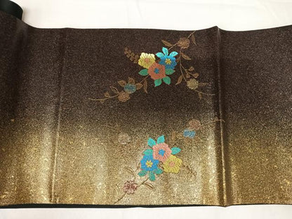 平和屋着物◎太鼓柄袋帯　グラスクラフト　砂金漆箔　正絹　逸品　未使用　AABI0885yx