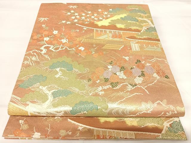 平和屋着物◎西陣 服部織物謹製 六通柄袋帯 唐織 こはく錦 特