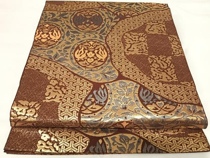平和屋着物◎六通柄 本袋帯 唐織 名物裂 金糸 正絹 逸品 AABI0888yx