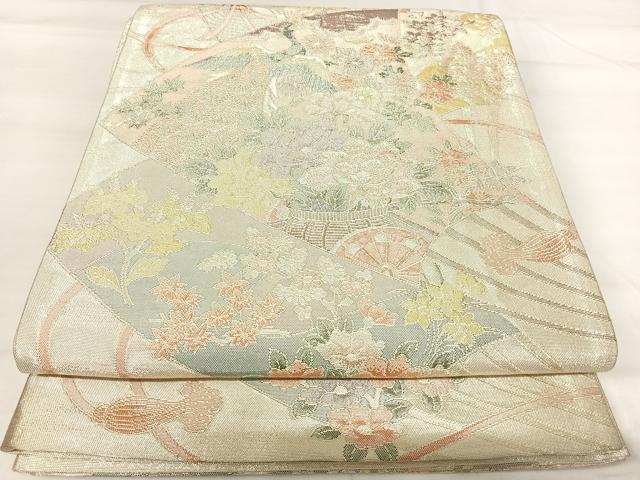 平和屋着物◎900織特選佐賀錦 六通柄袋帯 孔雀花文 金銀糸 正絹 逸品 AABI0890yx