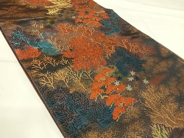 平和屋着物◎六通柄袋帯 唐織 風景文 金糸 正絹 逸品 AABI0892yx