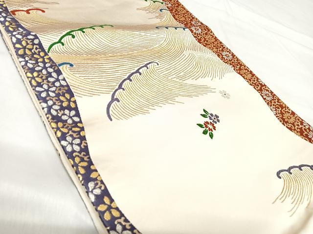 平和屋着物◎六通柄袋帯 唐織 菊波文 華光彩 金銀糸 ますいわ屋扱い 正絹 逸品 AABI0897yx