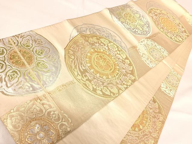 平和屋着物◎六通柄袋帯　花鳥丸文　金銀糸　正絹　逸品　AABI0898yx 平和屋着物◎六通柄袋帯 花鳥丸文 金銀糸 正絹 逸品 AABI0898yxの通販