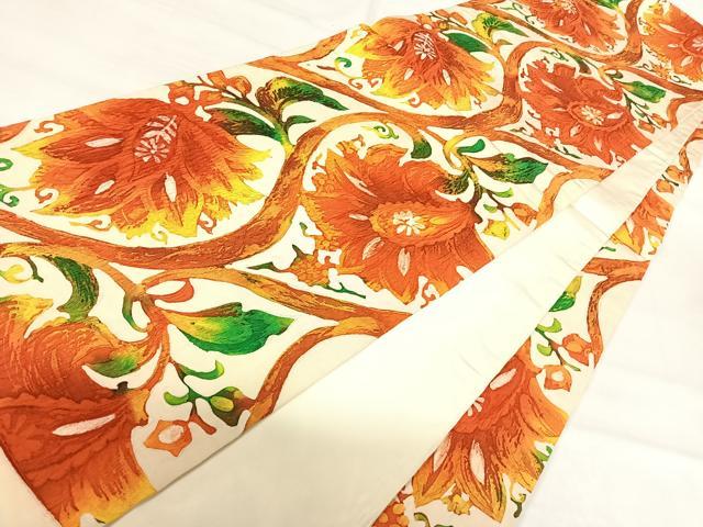 平和屋着物●両面　全通柄袋帯　ふくれ織　更紗花文　正絹　逸品　DABD1934ps 平和屋着物○両面 全通柄袋帯 ふくれ織 更紗花文 正絹 逸品