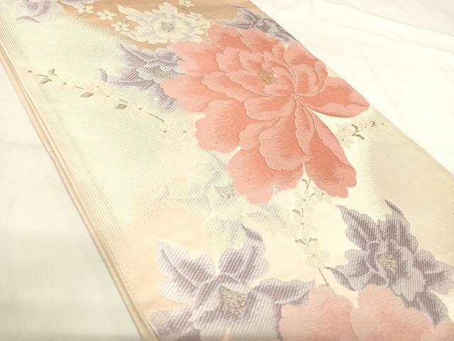 平和屋着物◎六通柄袋帯 唐織 草花文 金銀糸 正絹 逸品 AABI0917yx