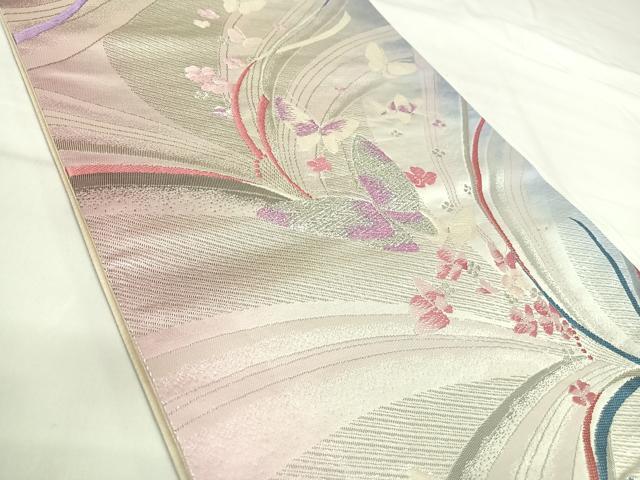 平和屋着物◎六通柄袋帯　唐織　花蝶文　銀糸　正絹　逸品　AABI0920yx 平和屋着物◎六通柄袋帯 唐織 花蝶文 金銀糸 正絹 逸品 AABA6333yx
