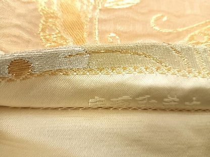 平和屋着物◎六通柄袋帯　唐織　扇面取華文　金銀糸　三越扱い　正絹　逸品　AABI0940yx