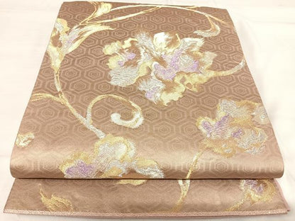 平和屋着物◎六通柄袋帯　花唐草文　金銀糸　正絹　逸品　AABI0942yx
